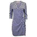 Diane Von Furstenberg Julian Wrap Dress in Blue Silk