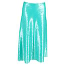 Victoria Beckham Sequined Flared Midi Skirt in Mint Polyester