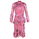 Saloni Ruffled Midi Dress in Pink Cotton - Autre Marque