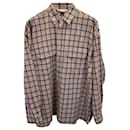 Acne Studios Oversized Logo-Embroidered Checked Shirt in Brown Cotton