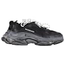 Balenciaga Clear Sole Triple S Sneakers in Black Polyester