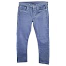 Tom Ford Pantalon slim en velours côtelé fin en coton bleu