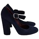 Chloe Mary Jane Pumps in Navy Blue Suede - Chloé