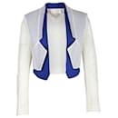 Antonio Berardi Cropped Perforated Blazer in White and Blue Polyester - Autre Marque