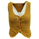 Sandro Crochet-Knit Vest Top in Yellow Polyester Viscose