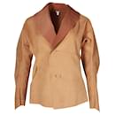 Issey Miyake Single-Breasted Jacket in Beige Polyester