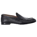 Tod's Debossed-Logo Penny Loafers in Navy Blue Leather