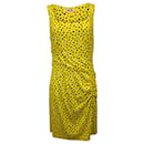 Diane Von Furstenberg Sleeveless Polka Dot Dress in Yellow Silk