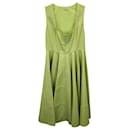 Alaïa Pleated Mini Dress In Green Cotton