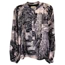 Burberry Dreamscape Printed Puff-Sleeve Blouse in Beige Silk