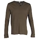 Zadig & Voltaire Long Sleeve Fox Print Monastir T-shirt in Olive Green Cotton