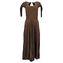 Polo Ralph Lauren Pleated Midi Dress in Olive Polyester