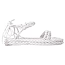 Valentino Braided Gladiator Flat Sandals in White Leather - Valentino Garavani