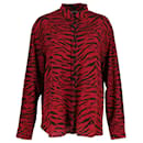 Saint Laurent Camisa de manga comprida com estampa de zebra em seda vermelha