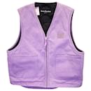 Acne Studios Ohady Face Logo Padded Vest in Purple Cotton