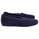 Loro Piana Classic Slippers in Navy Blue Cashmere