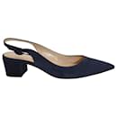 Gianvito Rossi Amee 45 Slingback Pumps in Navy Blue Suede