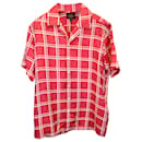Tod's Checkered Short Sleeve Shirt in Red Silk