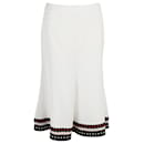 Victoria Beckham Stripe Rib Knit Hem Skirt in White Satin 