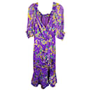 Saloni Olivia Wrap-Effect Midi Dress in Purple Silk - Autre Marque