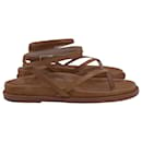 Porte & Paire Ankle Wrap Sandals in Brown Leather - Autre Marque