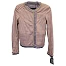 Dolce & Gabbana Chain-Trimmed Jacket in Pink Lambskin Leather