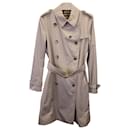 Burberry lined Breasted Rain Coat with Belt in Beige Polyester