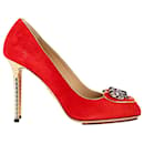 Charlotte Olympia Aries Cosima Pumps in Red Suede