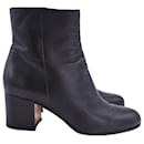 Gianvito Rossi Black leather chunky heeled booties with side zip 35.5
