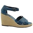 A.P.C Wedge Sandals in Blue Cowhide Leather - Autre Marque