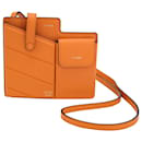Fendi 2 Mini Sac Pockets en Cuir Orange