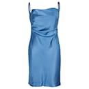 Nanushka Gathered Slip Dress in Blue Polyester