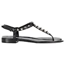 Balenciaga Studded Flat Thong Sandals in Black Leather