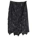 Erdem Floral Cut-Out A-Line Skirt in Black Leather