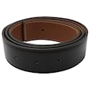 Hermes Reversible Belt w/o Buckle in Black and Brown Leather  - Hermès