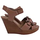 Chloe Cremona Wedge Sandals in Pink Leather - Chloé