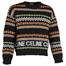 Suéter de malha Celine Fair Isle em lã multicolorida - Céline