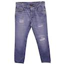 Brunello Cucinelli Ripped Denim Jeans in Light Blue Cotton