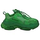 Balenciaga Triple S Clear Sole Sneakers in Green Polyester and Polyurethane