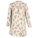 Red Valentino Floral Ruffled Mini Dress in Beige Cotton
