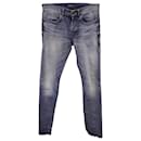 Saint Laurent Jean Slim Fit en Denim Délavé en Coton Bleu