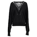 Chloé Lace V-neck Sweater In Black Wool