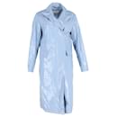 Sportmax Faux Leather Trench Coat In Light Blue Polyester