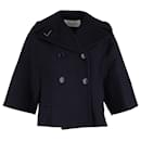 Valentino Double Breasted Jacket in Navy Blue Wool - Valentino Garavani