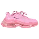 Sneakers Balenciaga Triple S Clear Sole in poliestere rosa pastello