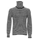 Saint Laurent Striped Turtleneck Top in Black and White Mohair