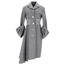 Abrigo con dobladillo y mangas drapeadas de lana gris de Prada