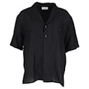 Saint Laurent Short-Sleeve Button-Up Shirt in Black Silk