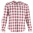 Saint Laurent Plaid Flannel Long-Sleeve Shirt in Red Cotton
