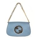 Gucci Blondie Shoulder Bag in 'Cloudy Blue' Leather
